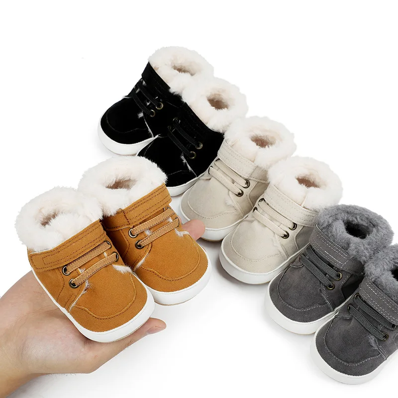 Baby Winter and Autumn Toddler Infant First Walking Shoes Ankle-covered TPR Sole Anti-slip Soft PU 2025 New Arrival 11cm12cm13cm