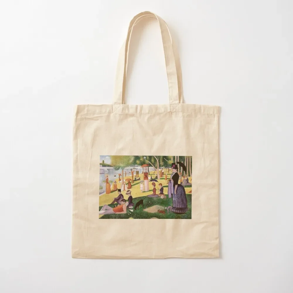 Georges Seurat A Sunday Afternoon on the island of la grande jatte famous painting Tote Bag custom bags bag for beach Tote Bag