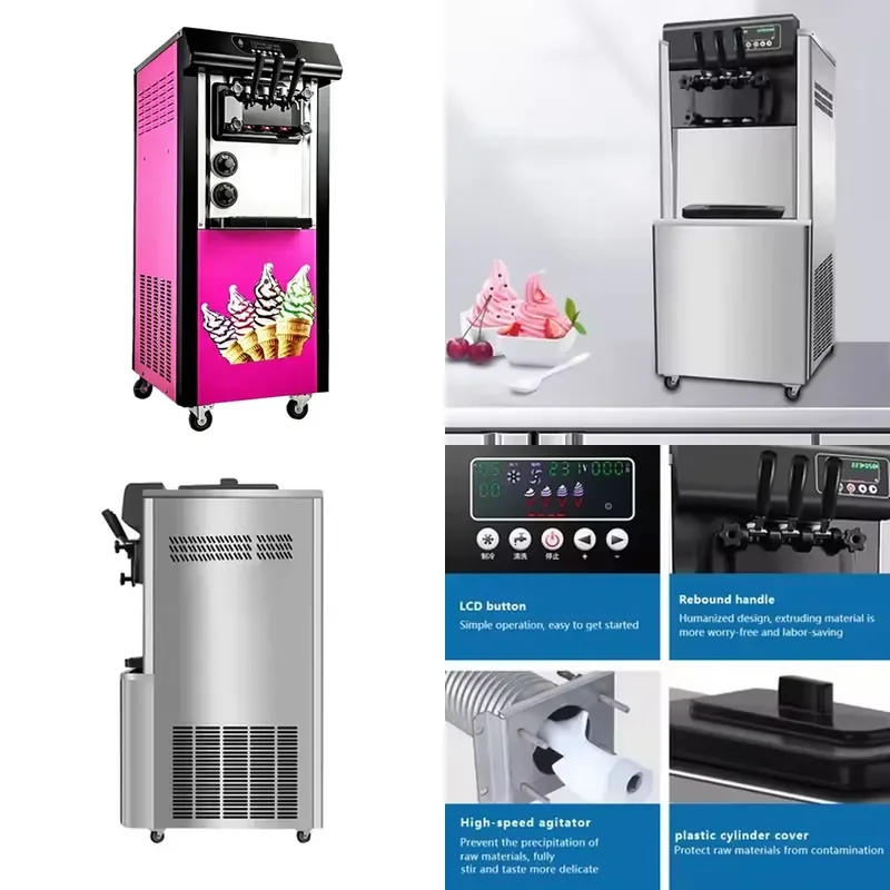 Thickened Stainless Steel Body Ice Cream Bar Maker Machine for Sundae Cones Soft Ice Cream