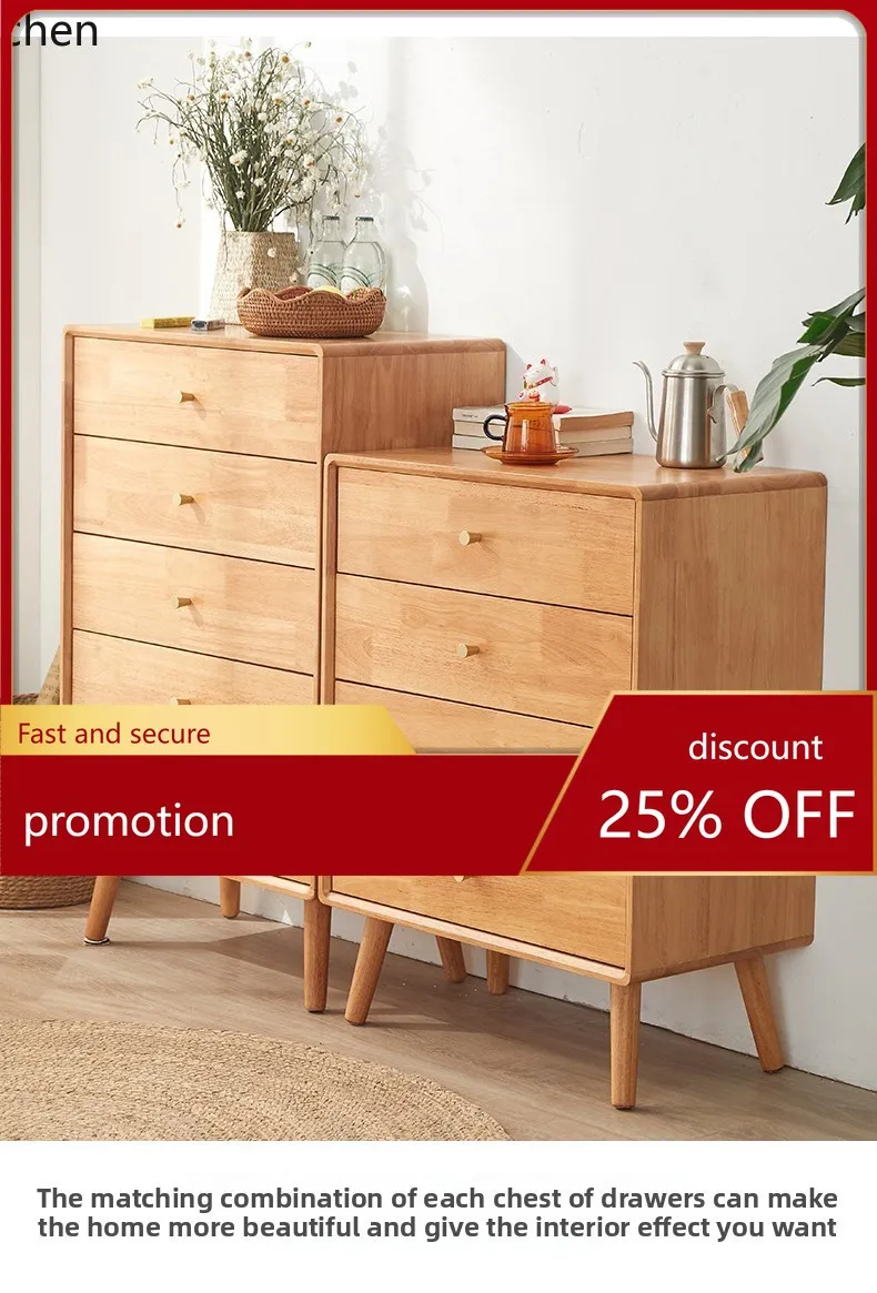 

ZML Five-Drawer Cabinet All Solid Wood Side Cabinet Living Room Storage Five-Drawer Chest Storage Bedroom Drawer Cabinet