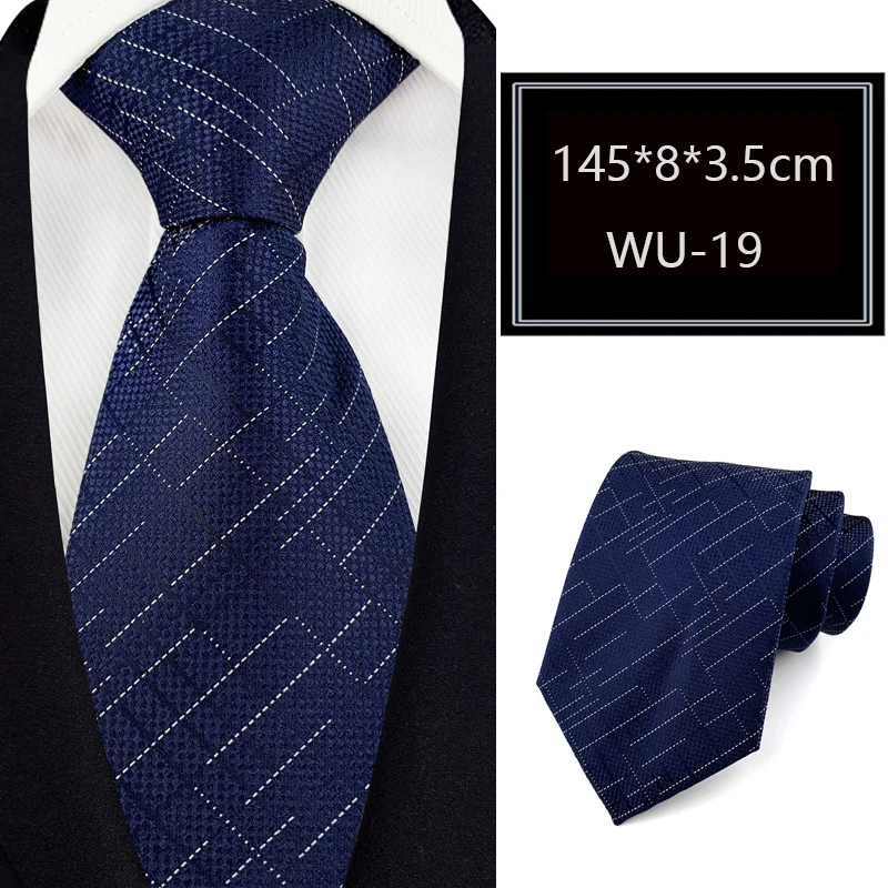Luxury 8CM Mens Necktie Stripes Plaid Necktie Tie For Man Groom Jacquard Woven Neck Tie For Business Wedding Party
