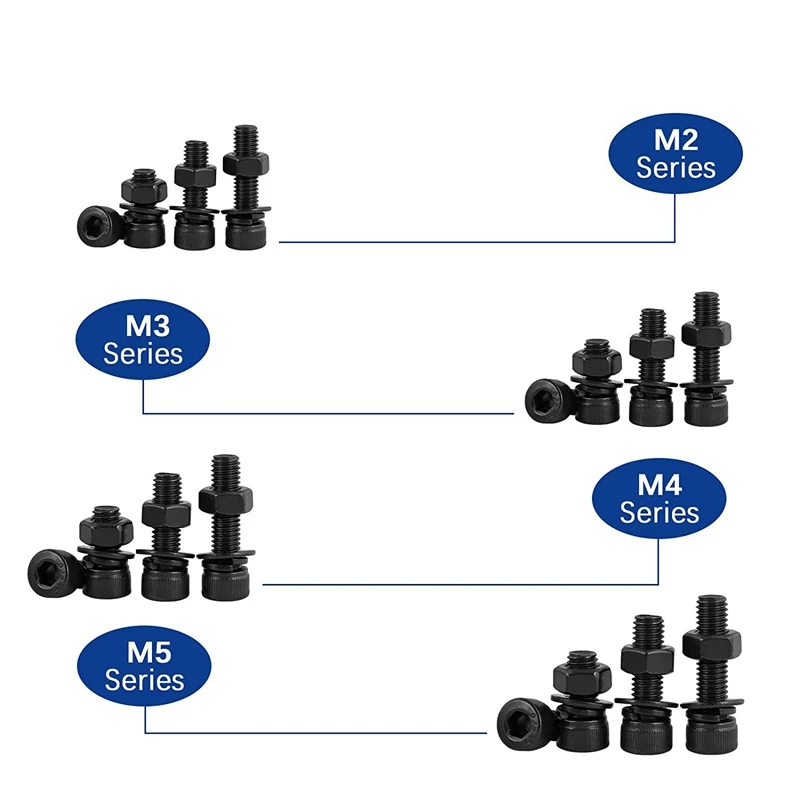 MeaccelerHex-Boulons à tête creuse hexagonale, vis à tête cylindrique, kg et rondelles, kit de pièces de rechange, vis à métaux, 2000 pièces