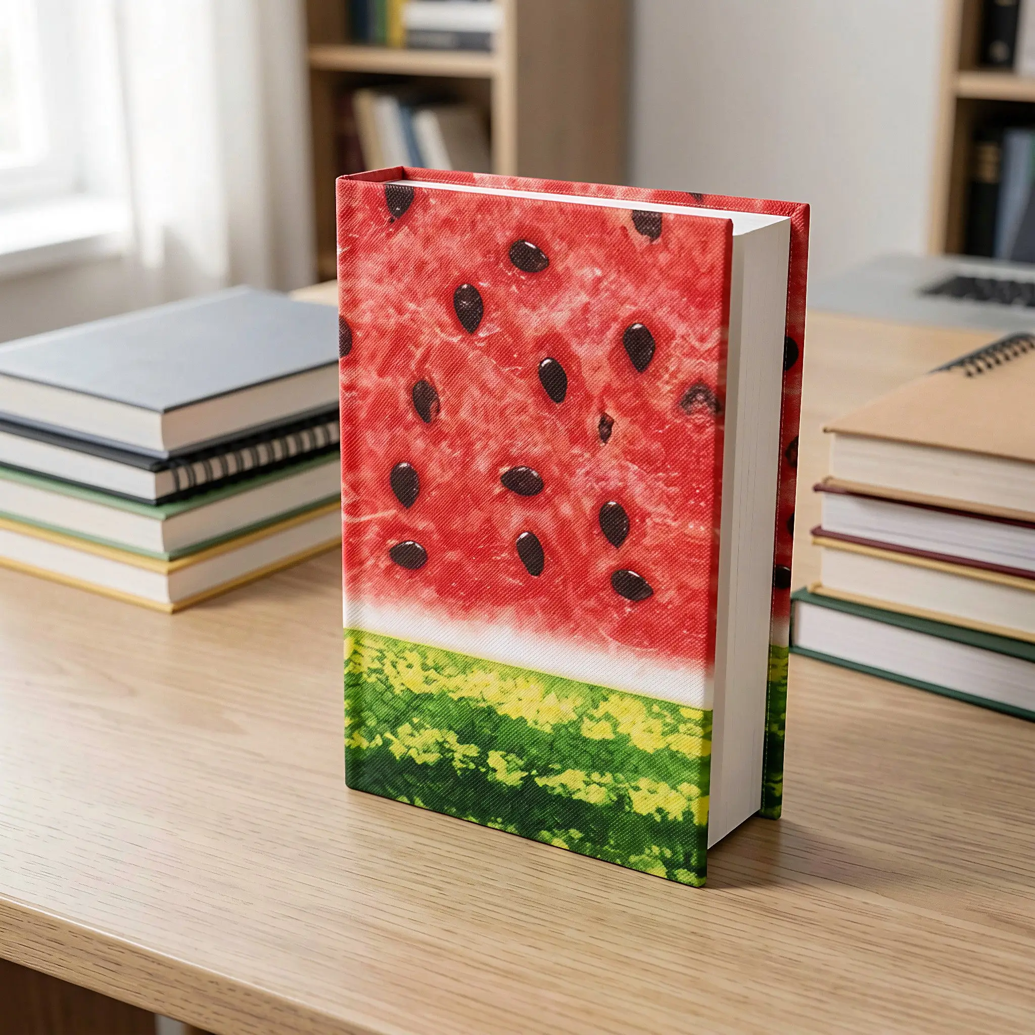 2Pcs Large Elastic Book Covers Adjustable Soft Fabric School Textbook Protector Watermelon Pattern Washable Stretchy Notebook