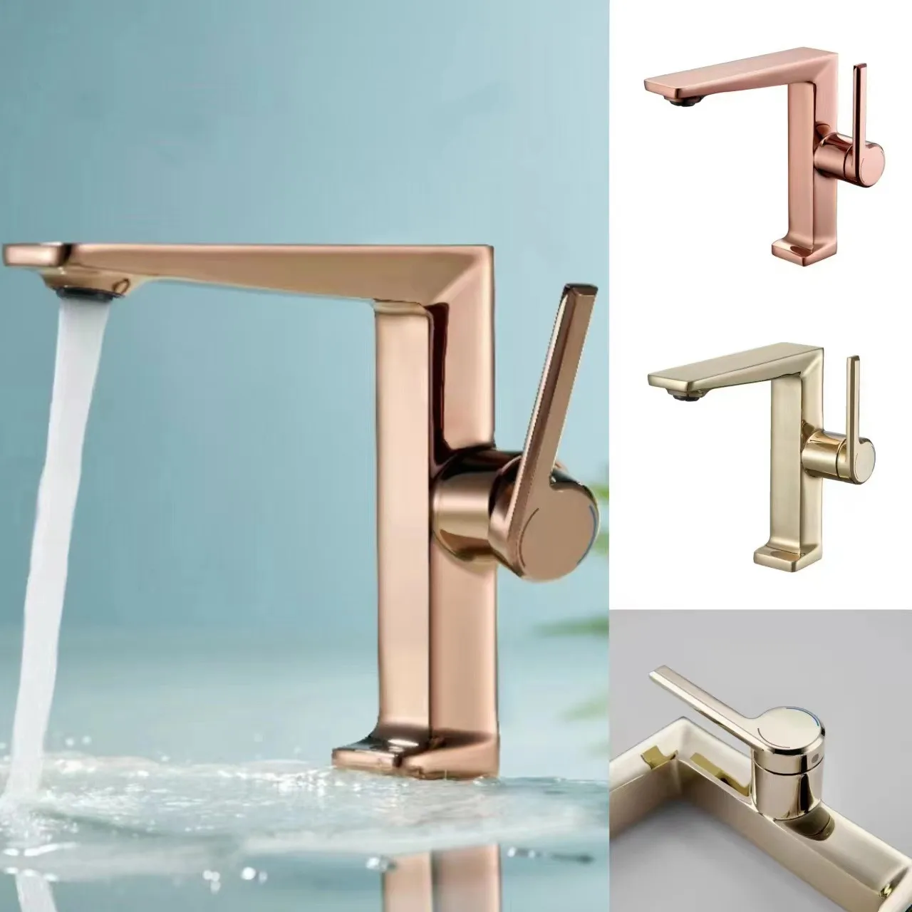

New Bathroom Basin Faucet Brass Sink Mixer Cold And Hot Rose Gold Water Mixer Sink Tap New Arrival