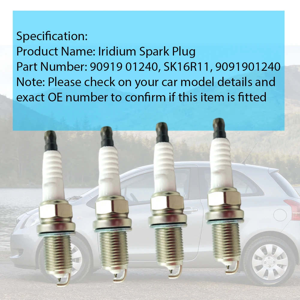 4 pcs Spark Plugs 9091901240 SK16R11 90919 01240 For Toyota Corolla Matrix Prius Yaris MR2 Spyder Scion xB Car Accessories