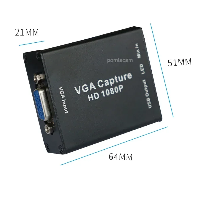 Adaptateurs VGA vers USB 1080P avec carte de capture vidéo, pour projecteur, réunion, enregistrement, prise en charge OBS , potplayer