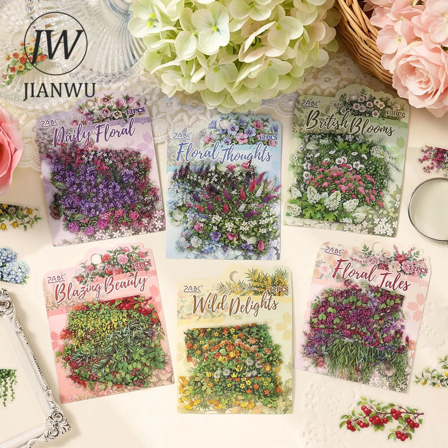 JIANWU Vintage Plant Flower Bloom Landscape Material Collage Scrapbooking PET Sticker Creative DIY Journal Stationery view 2