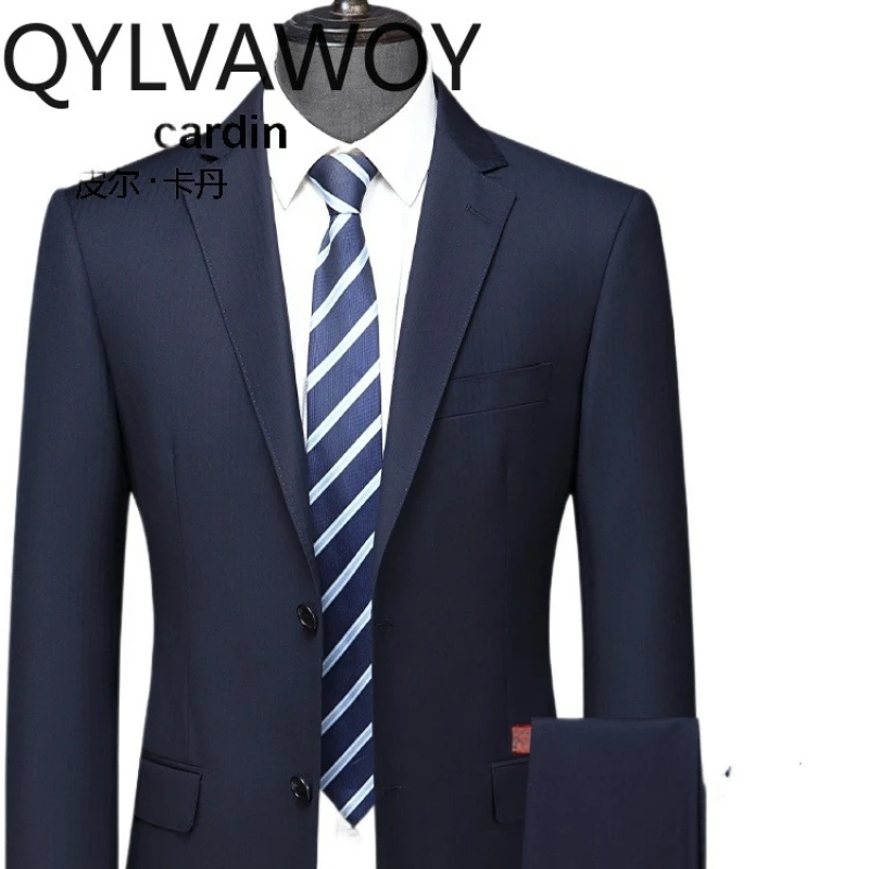 

QYLVAWOY 70% шерсть 2025 четырехсезонный камвольный шерстяной мужской костюм элитный деловой свадебный деловой костюм среднего возраста LJ2903