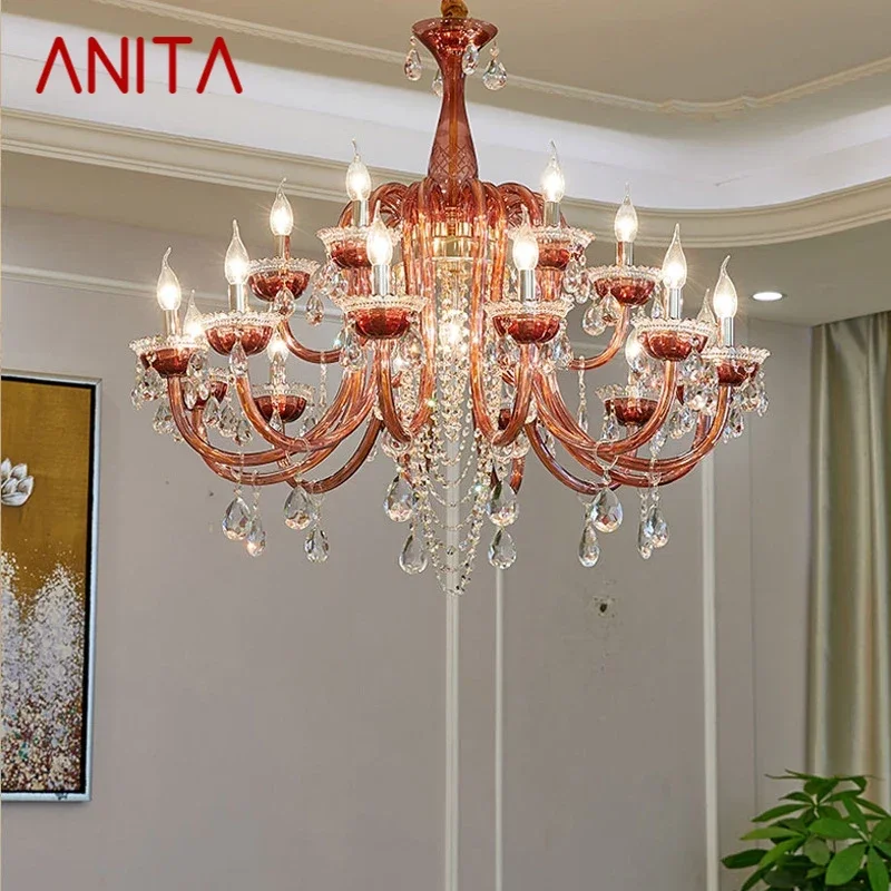 

ANITA Luxurious Style Crystal Pendant Lamp European Candle Lamp Art Living Room Restaurant Bedroom Villa Chandelier