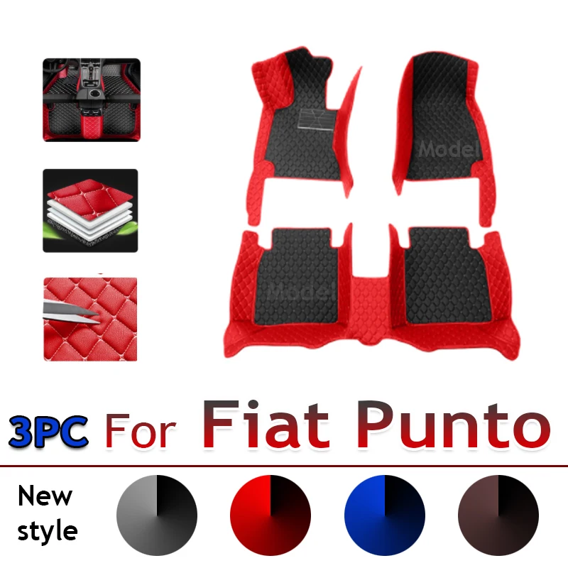 Custom Made Leather Car Floor Mats For Fiat Punto 2007 2008 2009 2010 2011 2012 2013 Carpets Rugs Foot Pads Accessories