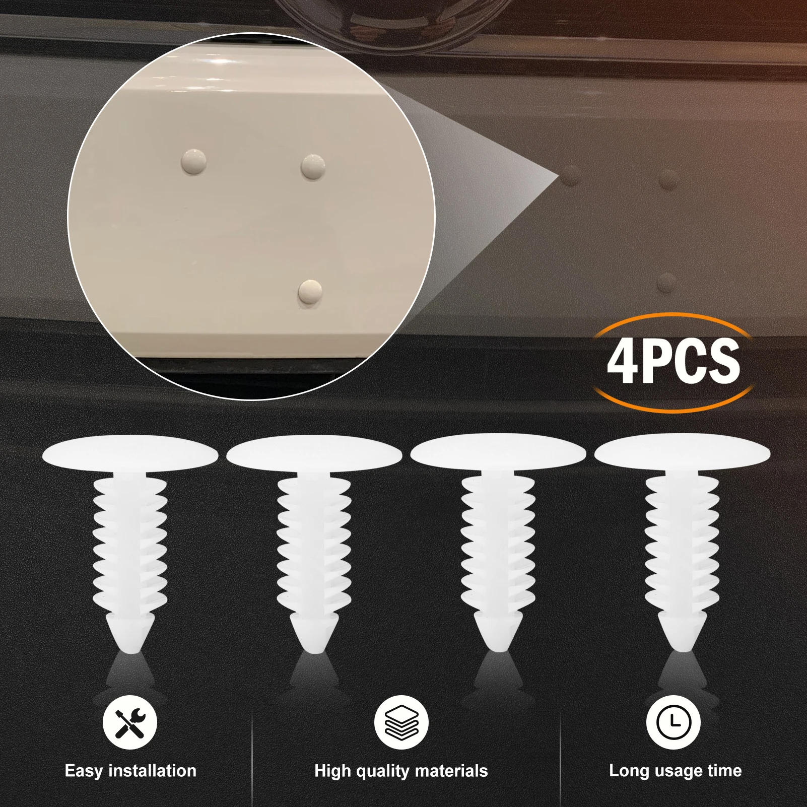 4 PCS White Translucent Bumper Plugs Front License Plate Holes Cover Clips Bumper Shield Retainer