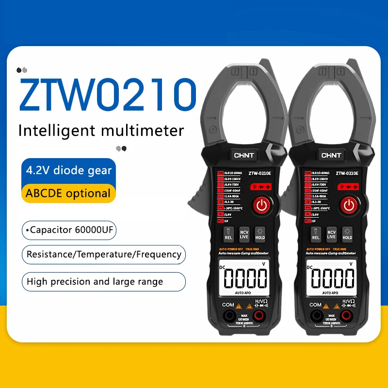Интеллектуальный цифровой высокоточный мультиметр с клещами, амперметр, полностью автоматические клещи переменного/постоянного тока, клещи ZTW0210A B C D E