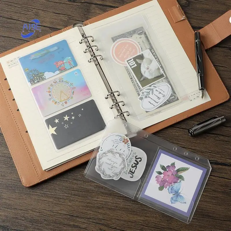 

A19E-12 Pcs A6 Binder Pockets Cash Envelopes Clear Folder Organizer Photocard Sleeve Sheets For Credit Business Card Money