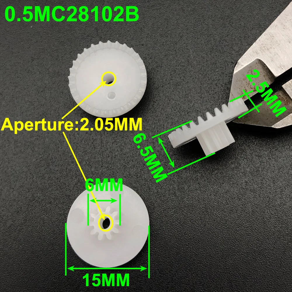 100Pc/Lot 0.5M C28102B Plastic Double Crown Gear 28 Teeth +10 Teeth Bore Hole Aperture 2MM 2.05MM 2B Loose 0.5 Modulus 28T + 10T