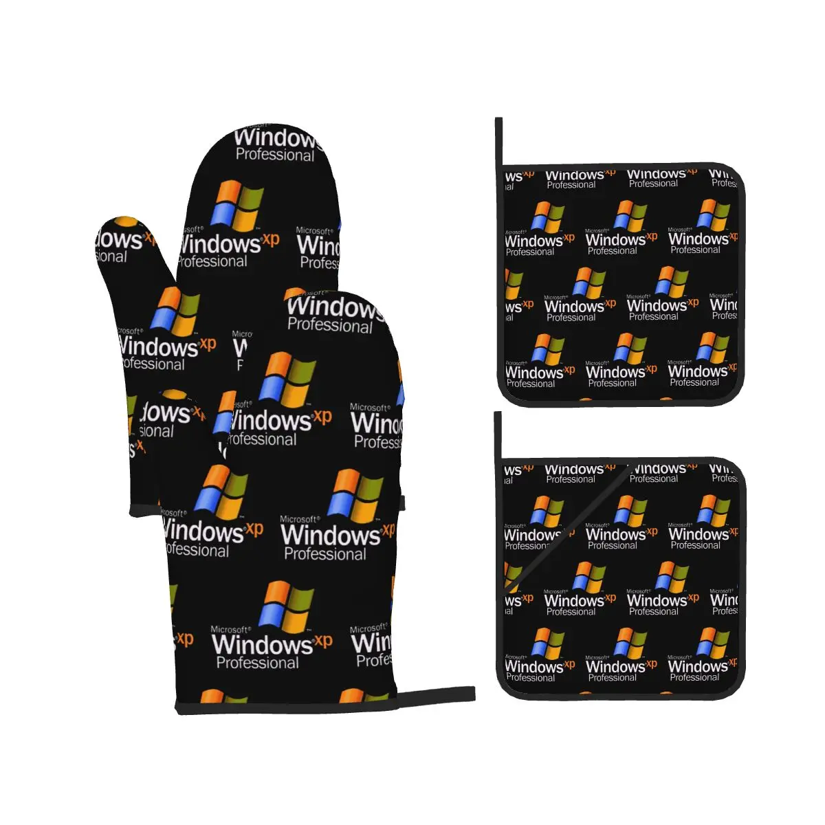 Windows XP Oven Mitts and Pot Holder Sets of 4 for Baking Kitchen Cooking Grilling Resistant Non-Slip Gloves