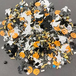 50g Mixed Halloween Clay Ghost Bat Slices Loose Sequins for Crafts Paillettes Nails Art DIY Confetti Slime Filling Accessories