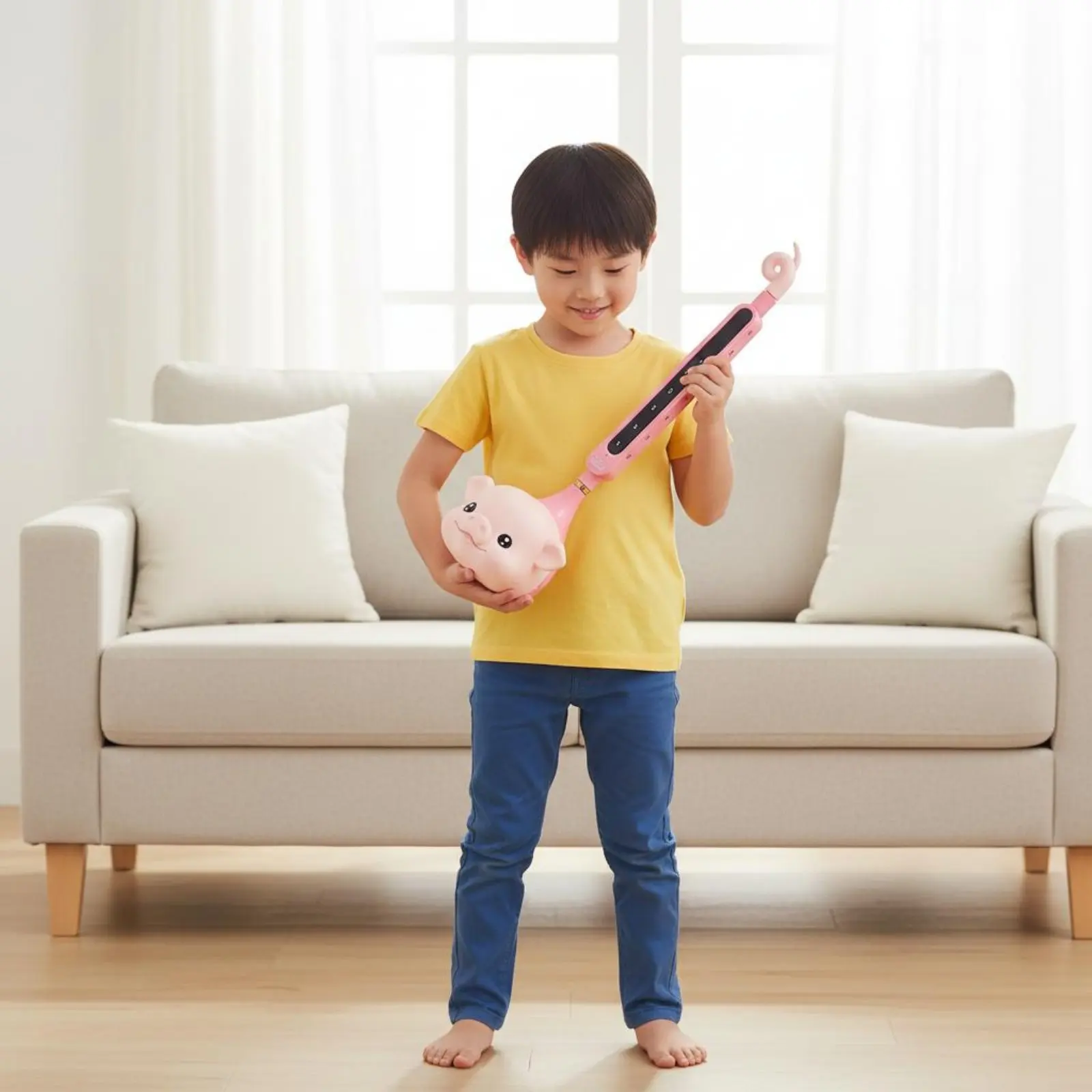 Stringless Kids Guitar Multi-Functional Electronic Toy Guitar Foldable Music Toy Educational Foldable Music Practice Tool