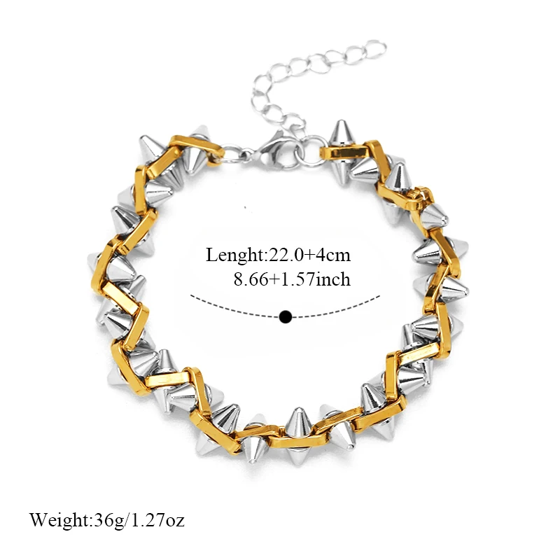GANPUP 316L Edelstahl Punk Hip-Hop Ketten-Halskette und Armband Set für Männer und Frauen, Neues Metall-Textur Wasserdichtes Schmuckset Geschenk – Detail 5