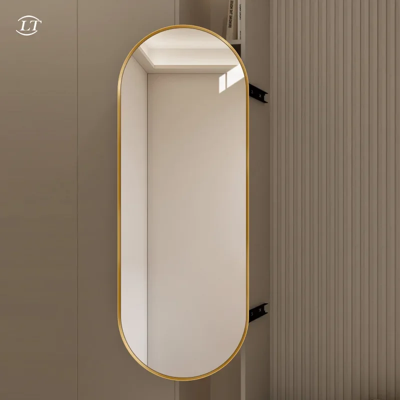 Wardrobe mirror with sliding mirror full-body mirror built-in explosion-proof telescopic rotating folding invisible fitting