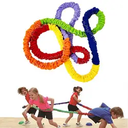 Rainbow Pull Rope Four-direction Design Outdoor Kids Elastic Team Band Color Sports Rainbow Running Ring Sensory Training Sports