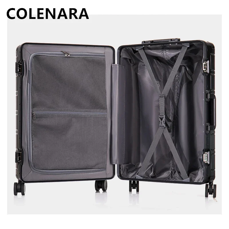 COLENARA 20"24"28Inch Luggage Business Trolley Case Full Aluminum Magnesium Alloy Boarding Box Men's Travel Bag Cabin Suitcase