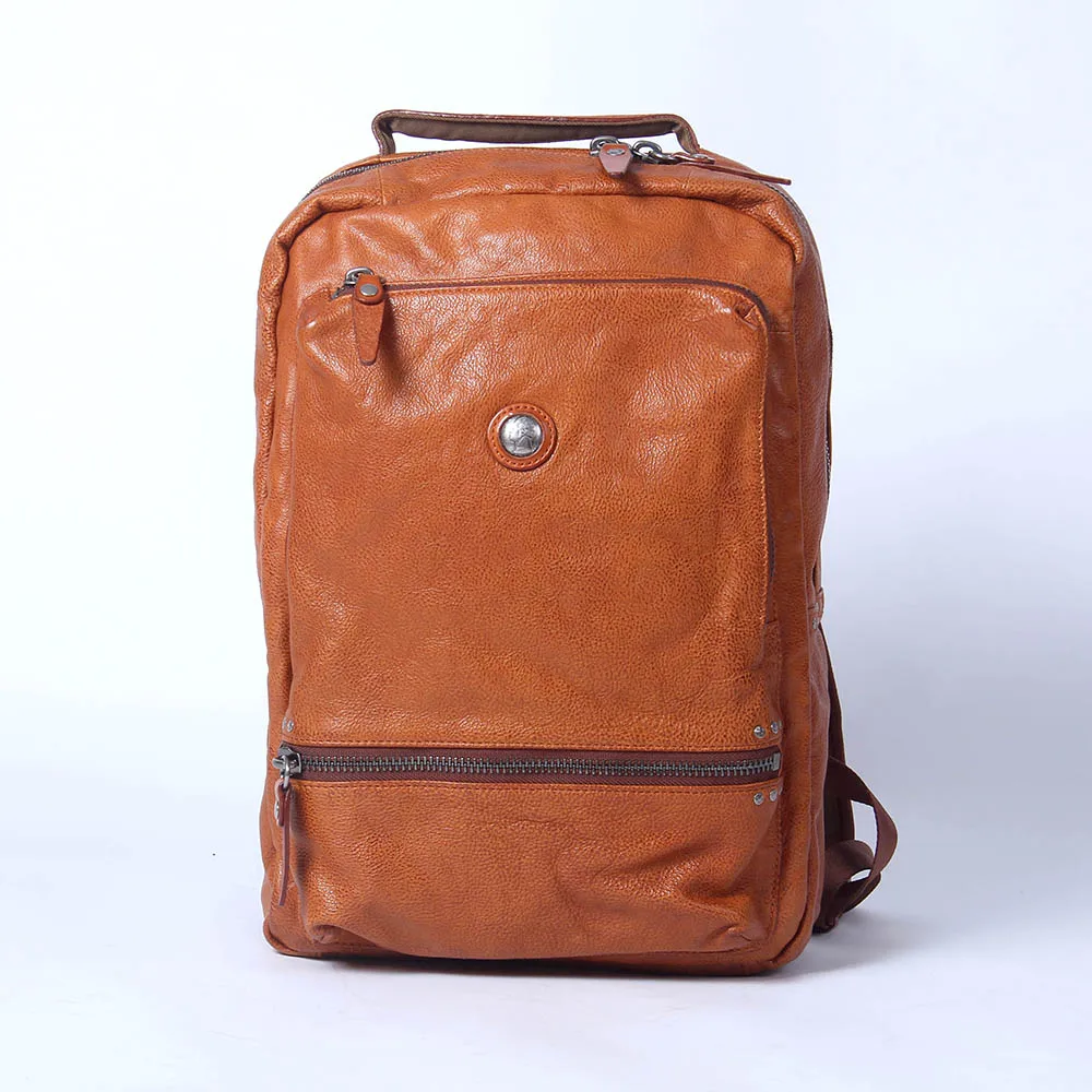 S.WORKER Lässiger Rucksack aus echtem Rindsleder, Herren-Laptop-Rucksack, Tagesrucksack mit großer Kapazität, Reisetasche, Schultasche – Detail 15