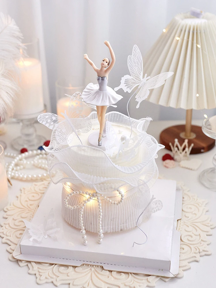 Rotary turntable Ballerina Figurine Cake Decor for Women Girls Birthday Party Ballet Kid Cake Topper Party Cake Decoration Gifts image 3