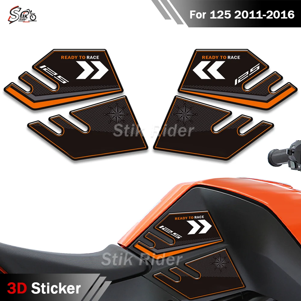 

For 125 2011-2016 Motorcycle 3D Tank Pads, Fairing Fender Protector Side Grips Gas Fuel Oil Knee Stickers Decals Kit