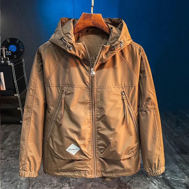 2024 Autumn New American Hooded Jacket Men's Fashionable High-End Jacket Winter Trendy Sports Quick-Drying Slim Fit Coat