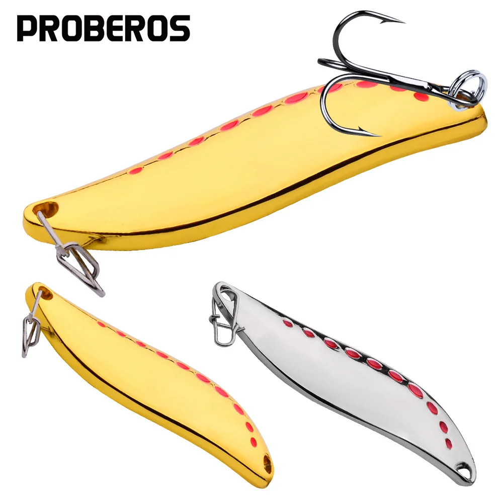 PROBEROS 5g 7g 10g 15g 20g Big Spoon Bait Metal Spinner Lure Pike Salmon Treble Hook Artificial Bait For Bass Trout Pesca