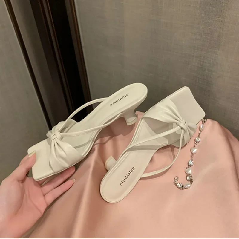 Fashion Butterfly Knot Slippers Slip On Cozy Ladies Shoes Summer Mature Zapatos Mujer 2024  Hot Sale Sweet Sapato Feminino