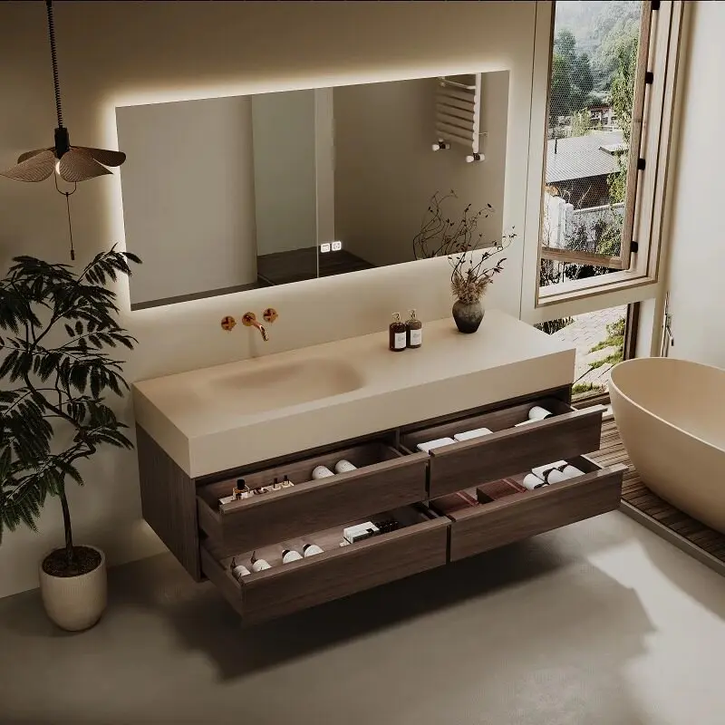 

Rock slab hot bending integrated basin, bathroom cabinet combination, bathroom washbasin, hand washbasin basin