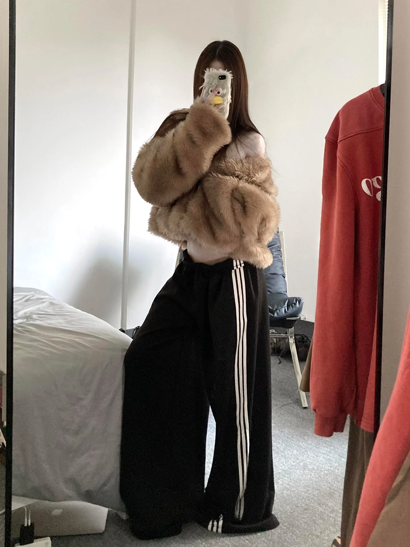 

High Waist American High Street Casual Pants Women Early Spring Low Waist Tee Stripe Sports Sweatpants Loose Straight Leg W...