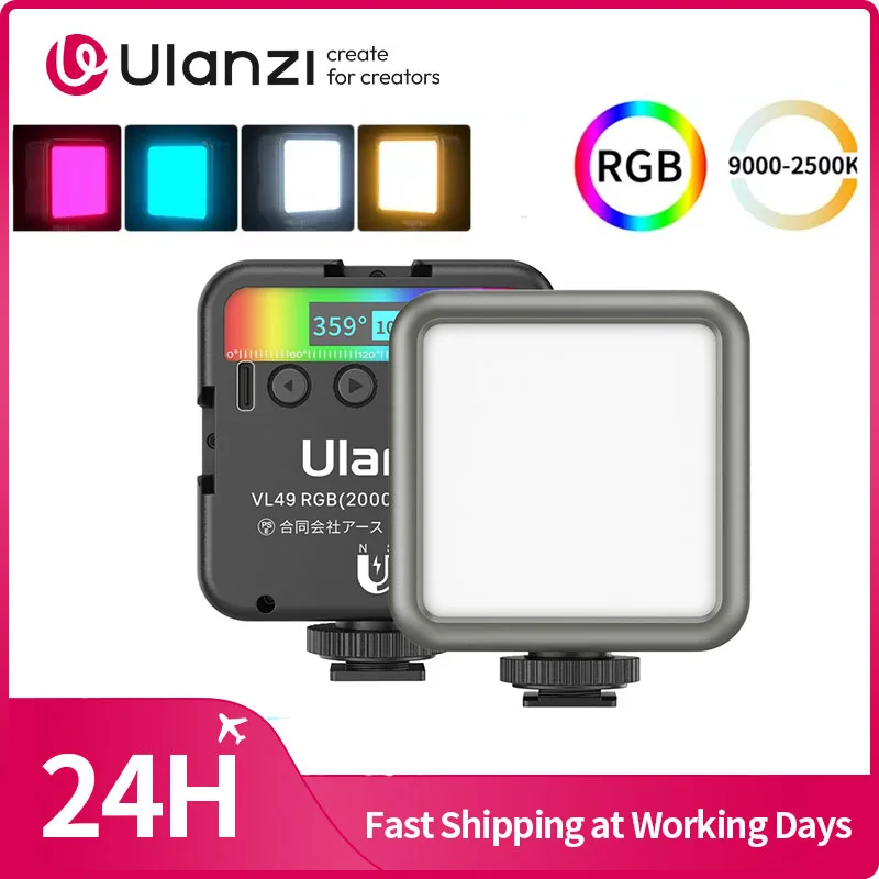 Ulanzi VL49 Mini RGB LED Video Light 2700K-9000K On Camera Fill Light Photography Lighting Pocket Live Tiktok Vlog Light lamp