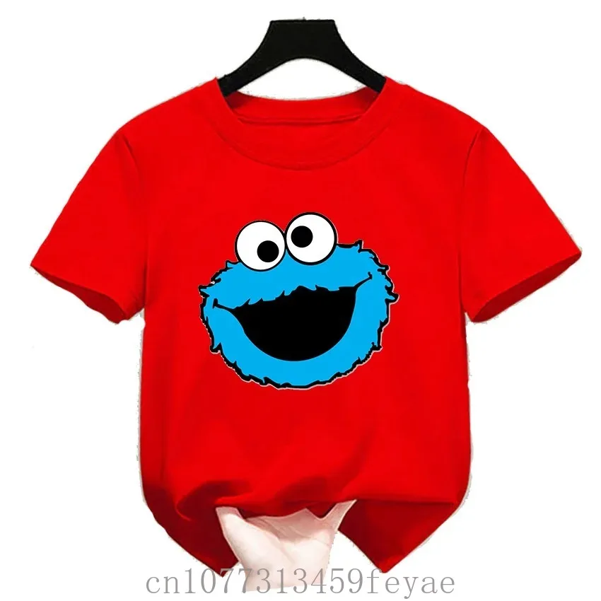 Cotton Cute Cartoon Kids T-Shirts Short Sleeve Tops Sesame Street Polyester Quick Dry Design Print Boys Girls Funny Summer Tops