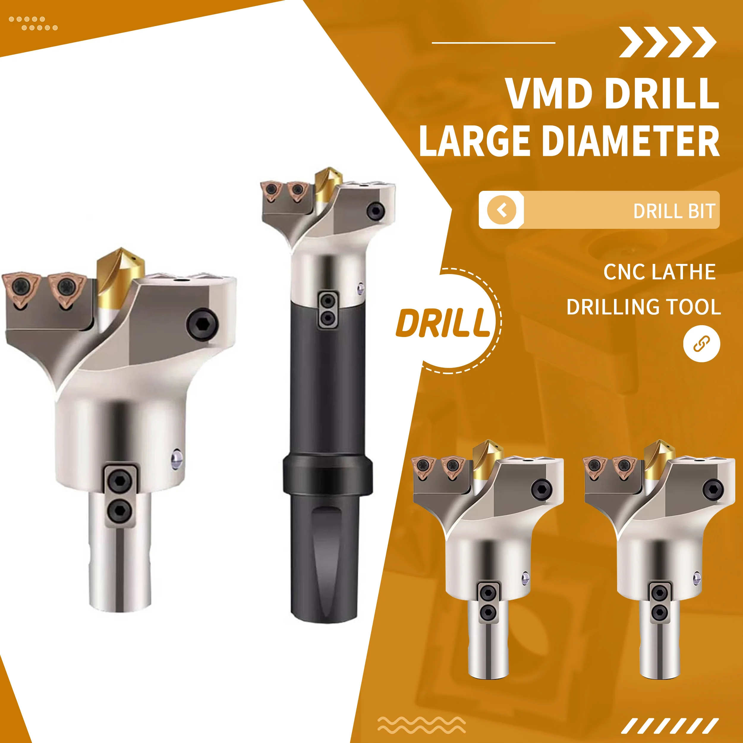 

VMD Drill Large Diameter Deep Hole U Drill Bit 45mm To 200mm High Quality CNC Lathe Drill Tools,For WCMX WCMT Positioner Inserts