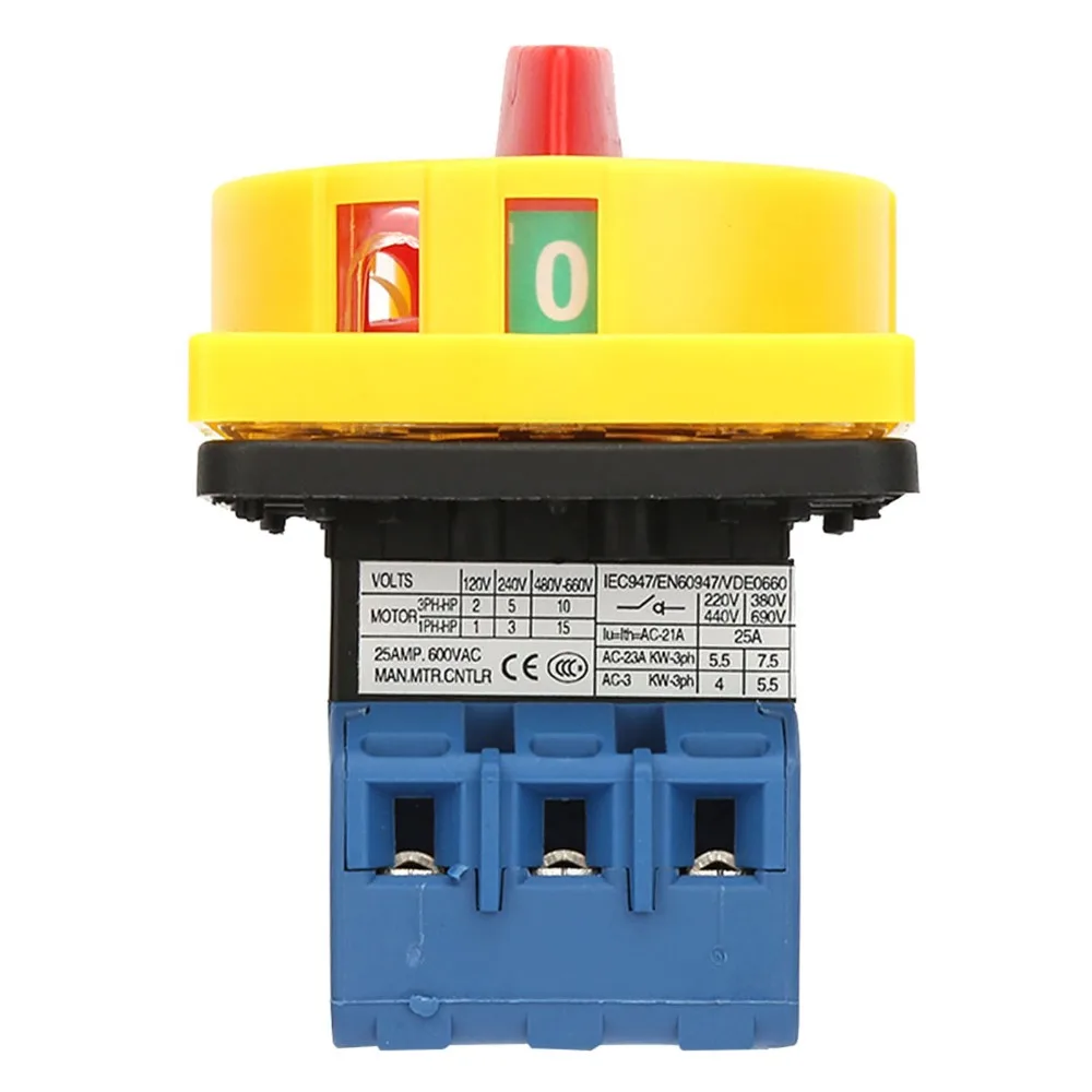 

25A/32A Load Load Circuit Breaker Switch 3-Pole 65*65*95mm Load Circuit Breaker, Rotary Switch High Current 2-Position