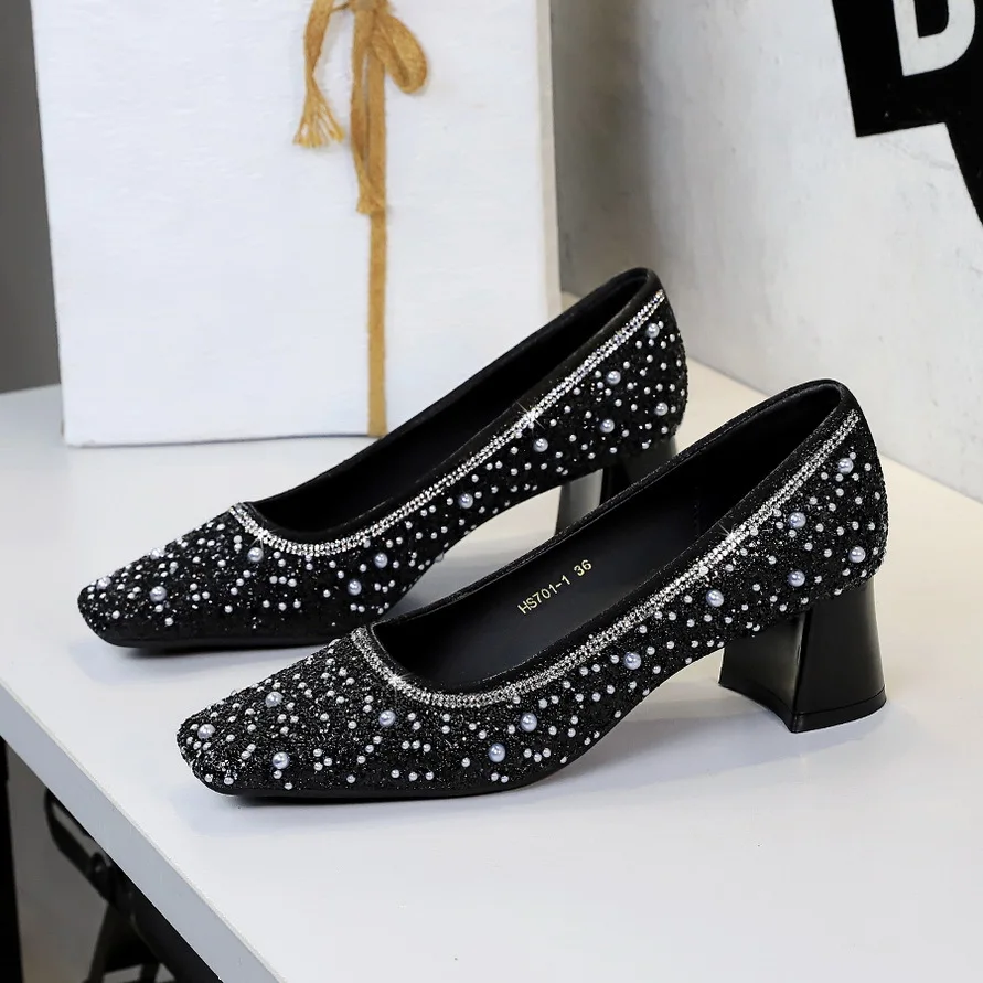 

BIGTREE 2026 New Spring Autumn Fashion String Bead Pumps Women Elegant Ladies Party Shoes Zapatos De Mujer