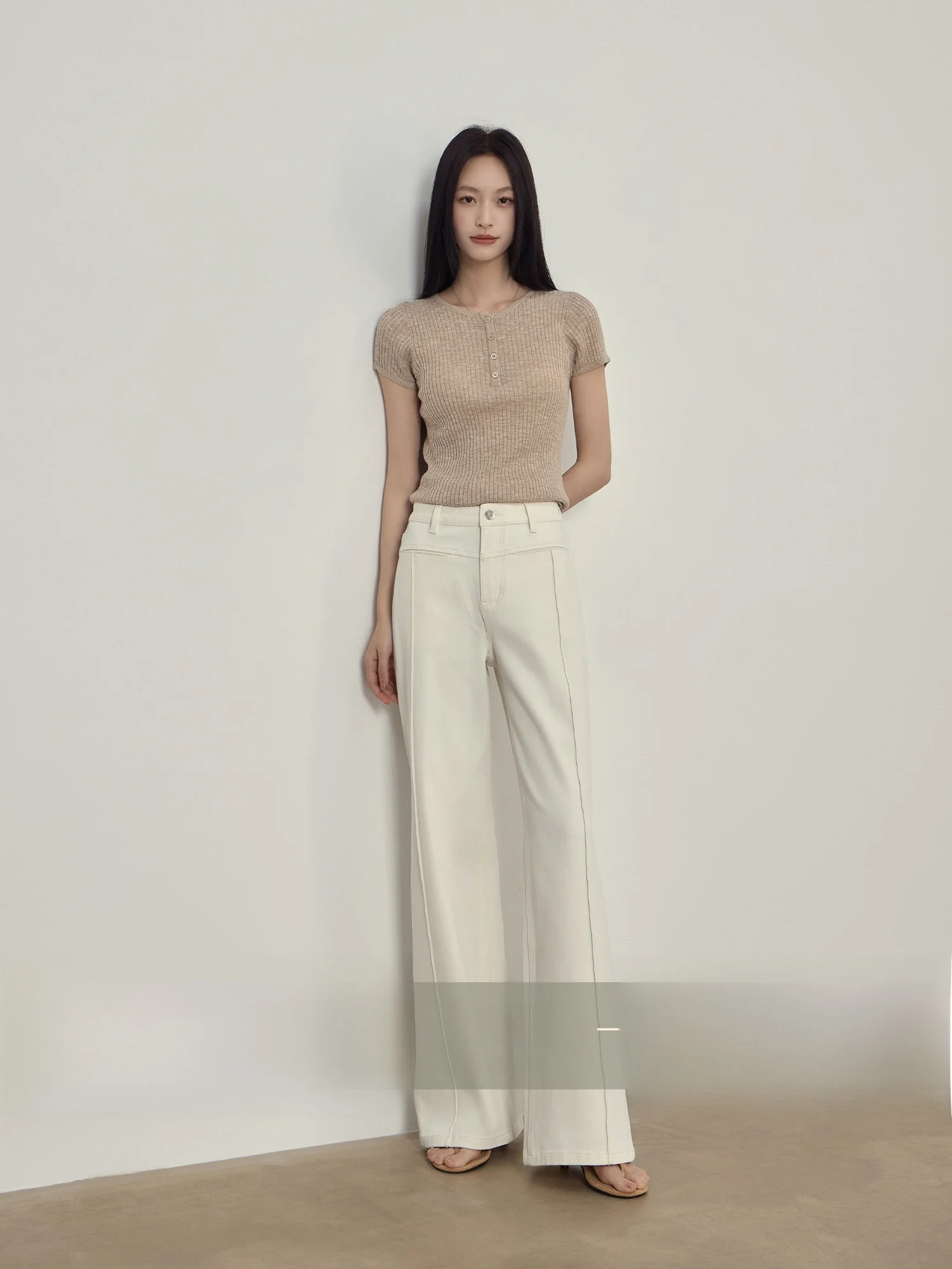 

Slimming High Waist Wide Leg Jeans Women's Summer New Style White Straight Cut Jeans Casual Comfortable Breathable Cotton Denim