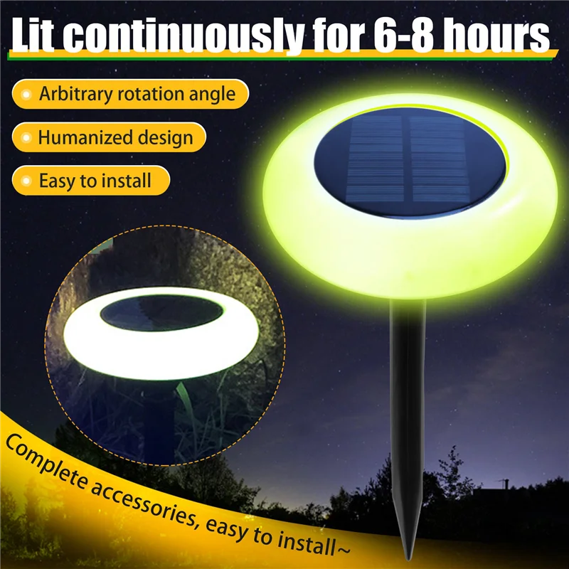 A67P-أضواء الشمسية في الهواء الطلق أضواء الصحن الطائر أضواء مستديرة في الهواء الطلق المشهد الأضواء حديقة أضواء الحديقة الزخرفية #6