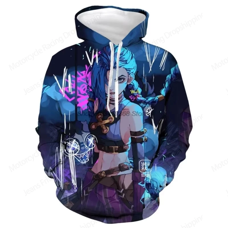 Anime Game Sweatshirt Popular Arcane League Jinx 3d Print Hoodie Men Women Fashion Hoodies Women Sweats Girl Coat Men Clothes