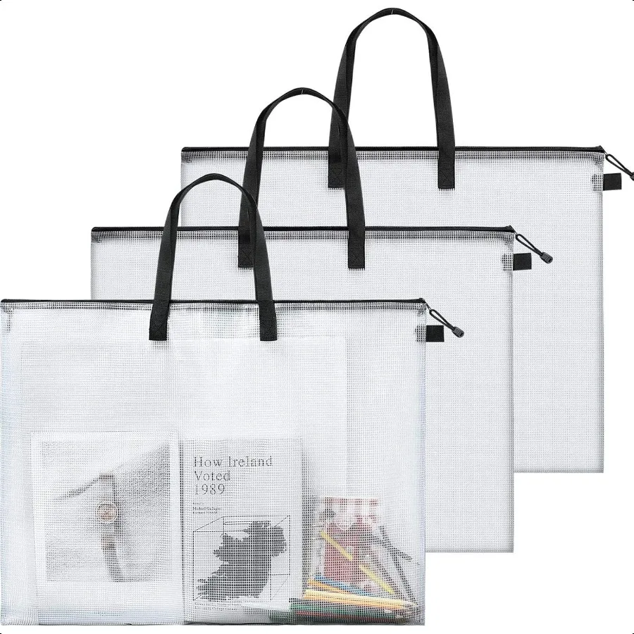 

Art Portfolio Bag 19 x 25 Inch Poster Storage Bag Poster Board Holder with Handle and Zipper Transparent Folder Organizer for P