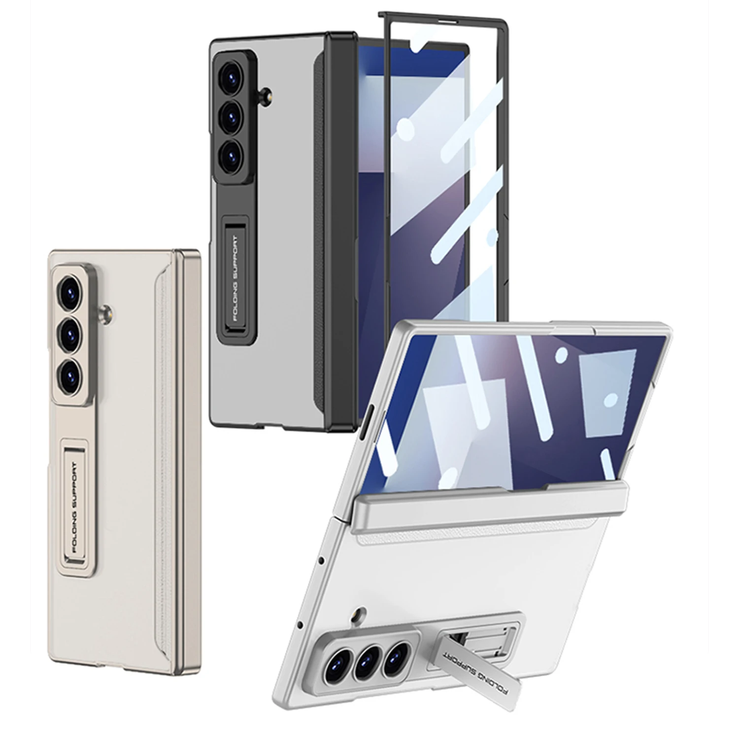 

Жесткий чехол для телефона с прозрачной подставкой для Samsung Galaxy Z Fold 7 и защитной пленкой для экрана, противоударная задняя крышка Fold 7