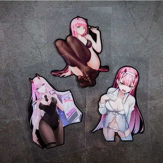 

02 Car Stickers Cartoon Sexy Beautiful Girl Stickers Waterproof Reflective Electric Vehicle Motorcycle Car Anime Car Stickers