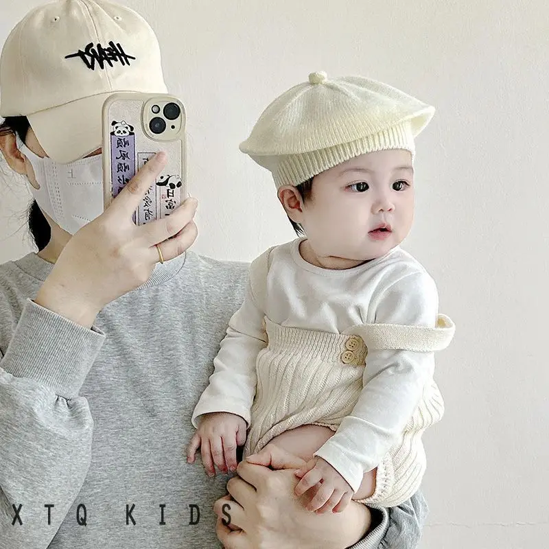 

Spring Autumn Baby Knitted Beret Hat Solid Color Fashion Versatile Cap for Children Kids Outdoor Beret Hat Accessories Gifts New