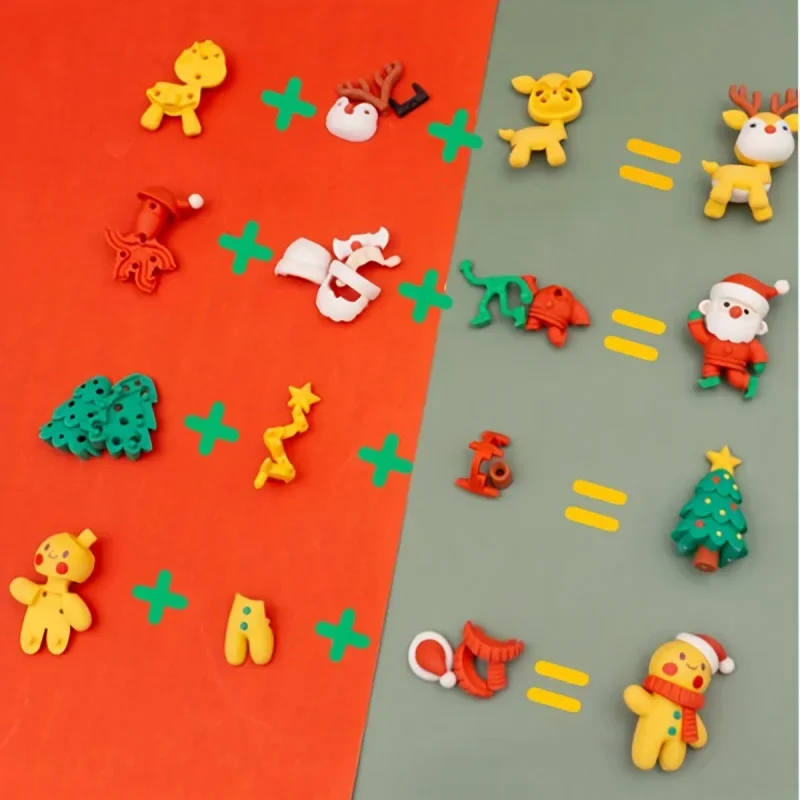 1 Pcs Christmas Assembled Eraser Cute Decoration  Primary School Student Cartoon