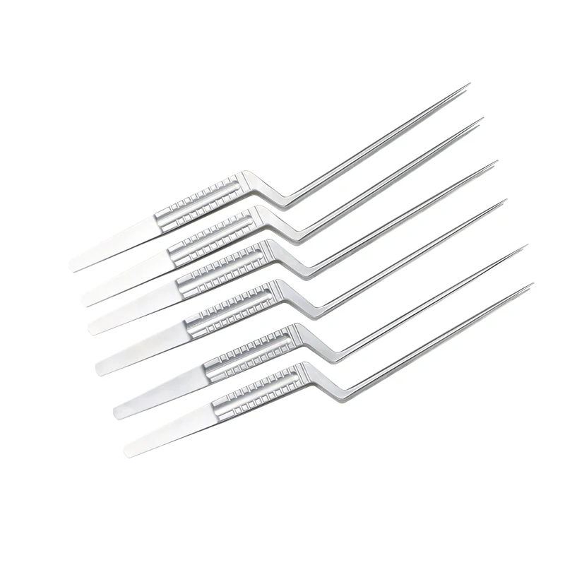 21cm/22.5cm/24cm Micro Forceps Stainless Steel Teethed Serrated Forceps Tweezers Micro Neurosurgery Tools