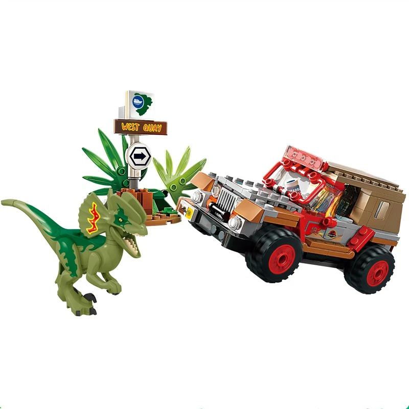 Conjuntos de tijolos compatíveis série dinossauro blocos de construção dilophosaurus emboscada presentes de natal das crianças montagem brinquedos 76958