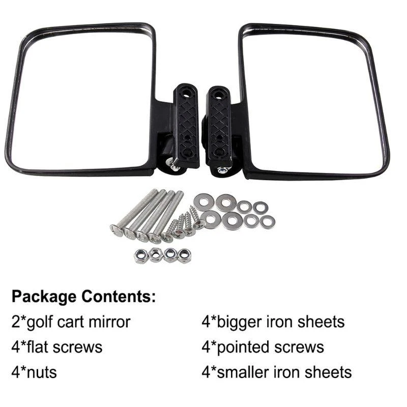 41XA 2Pcs Light Weight Golf Car Mount Rear View Mirror Side Border Mirror for Club