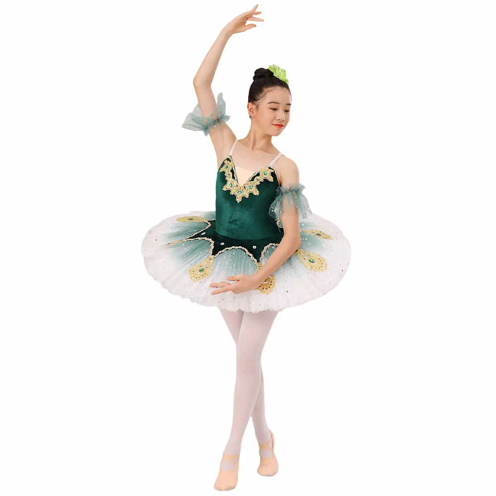 Peacock Opening Screen Children\'s Ballet Skirt Girls\' Dance Skirt Disc sequin Ballet Performer Costume Program Performance Dress